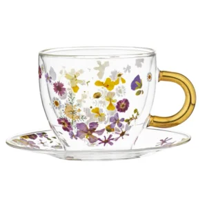 Ashdene D/Walled Pressed Flowers Cup & Saucer