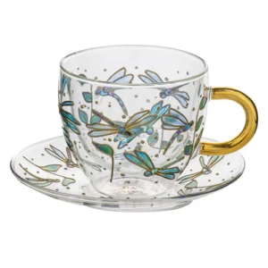 Ashdene D/Walled Dragonfly Glass Cup & Saucer