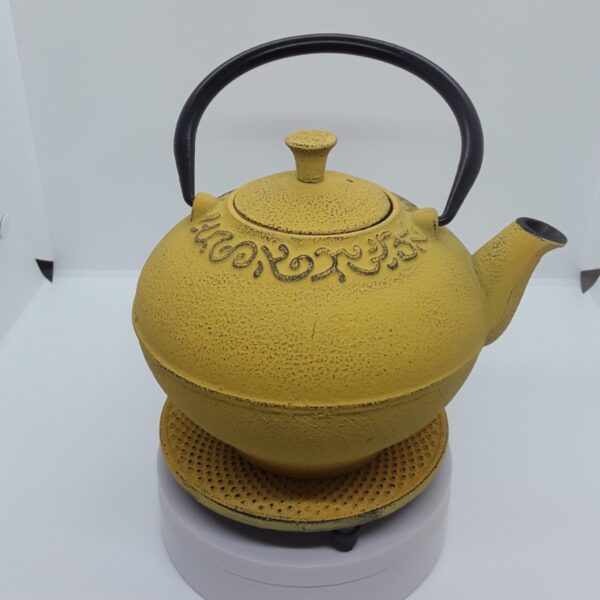 Yellow Cast Iron Teapot