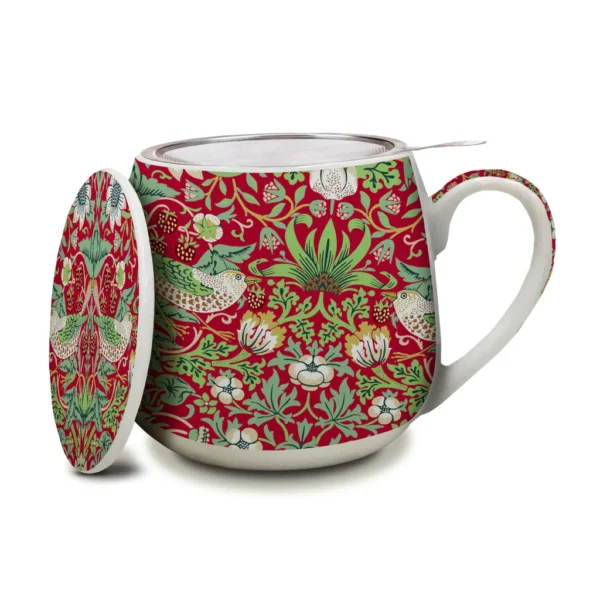 Tea Infuser Mug William Morris Strawberry Thief Red