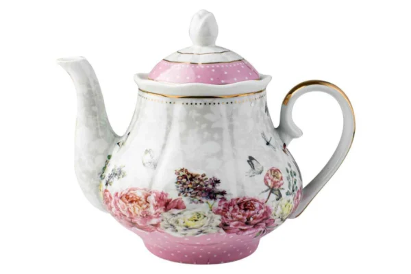 Floral Roses & Butterflies Collection Pink Teapot 1200ml