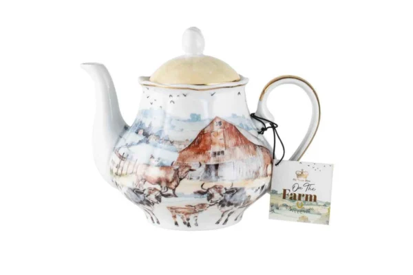 On the Farm Cows Tea Pot 1200ml Porcelain
