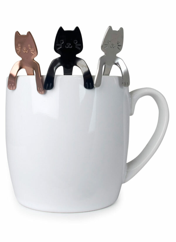 Sentimental Funny Hanging Cup Tea Spoon Cat Silver - Image 2