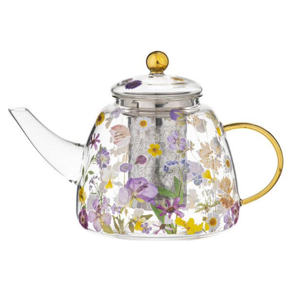 Pressed Flowers Glass Teapot