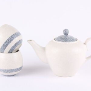 WHITE MARBLE 2 CUP TEA SET