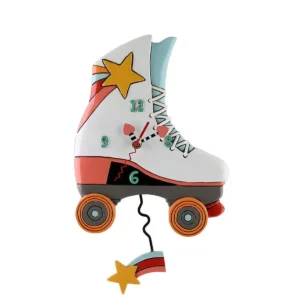Roller Skate" Clock Hand-Painted Vintage-Inspired Wall Clock