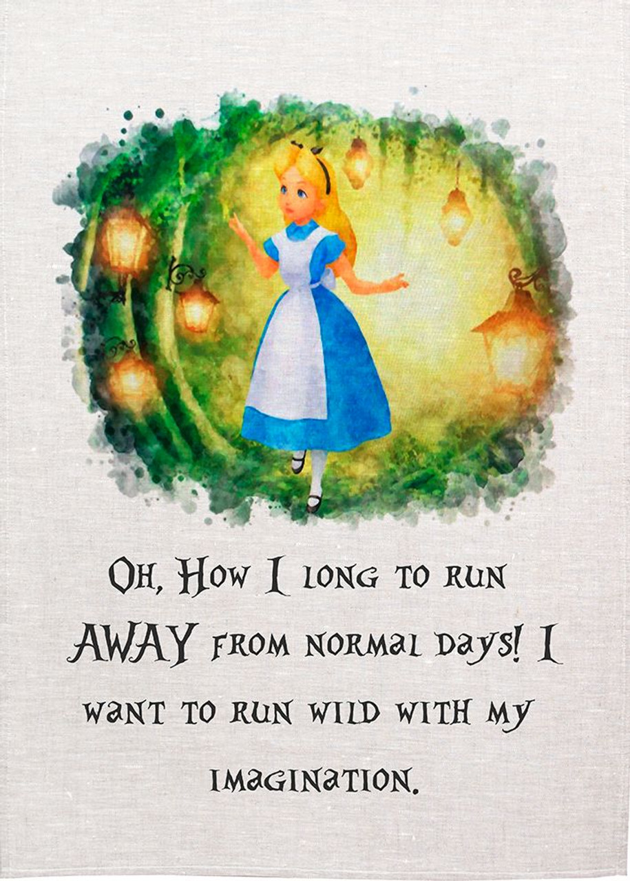 Alice In Wonderland Tea Towel. Run Away From Normal Days