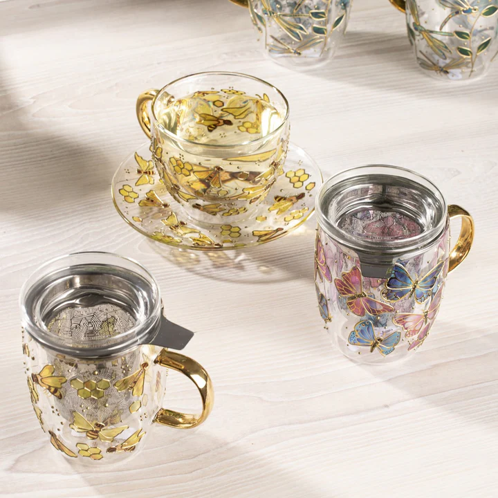 Ashdene D/Walled Natures Keepers Bee Glass Cup & Saucer - Image 3