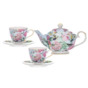 Romantic Garden Teapot & 2 Teacup Set