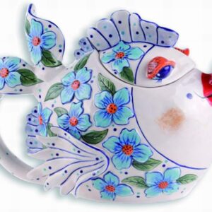 Blue Flower Fish Teapot
