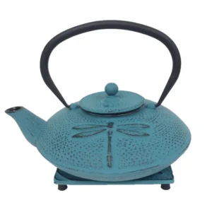 Dragonfly Antique Blue Iron Teapot 800ml