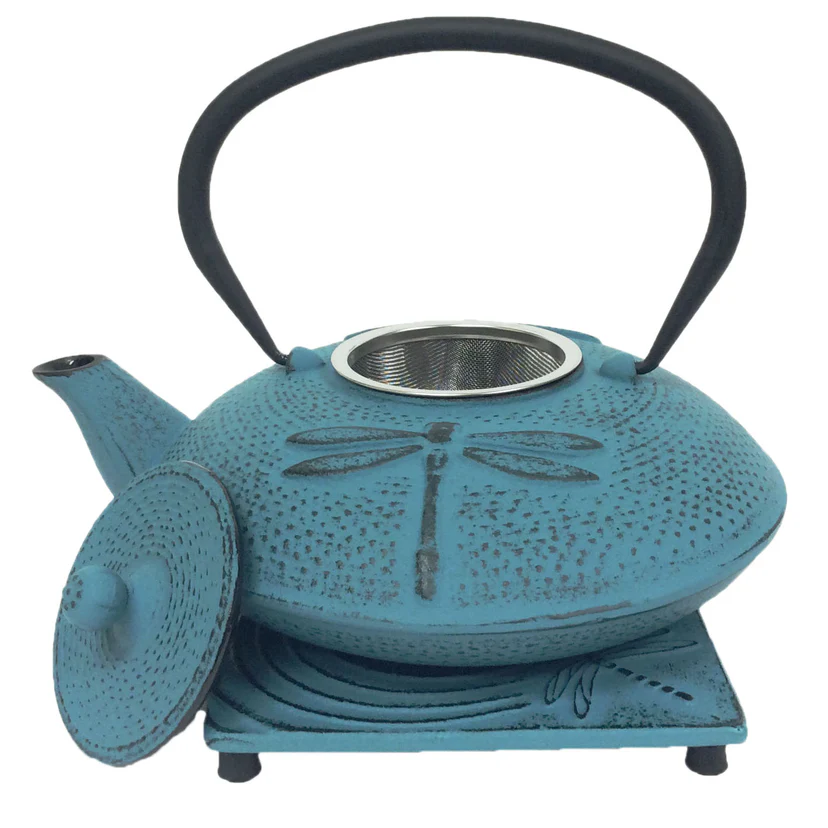 Dragonfly Antique Blue Iron Teapot 800ml - Image 2