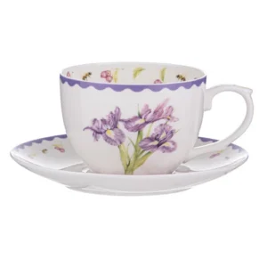 Garden Bouquet Iris Purple Cup & Saucer