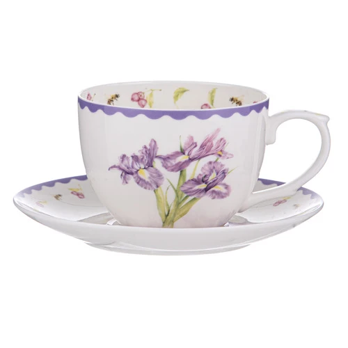 Garden Bouquet Iris Purple Cup & Saucer